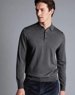 Cheap Charles Tyrwhitt Merino Polo Sweater - Grey