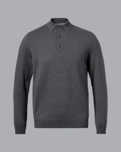 Cheap Charles Tyrwhitt Merino Polo Sweater - Grey