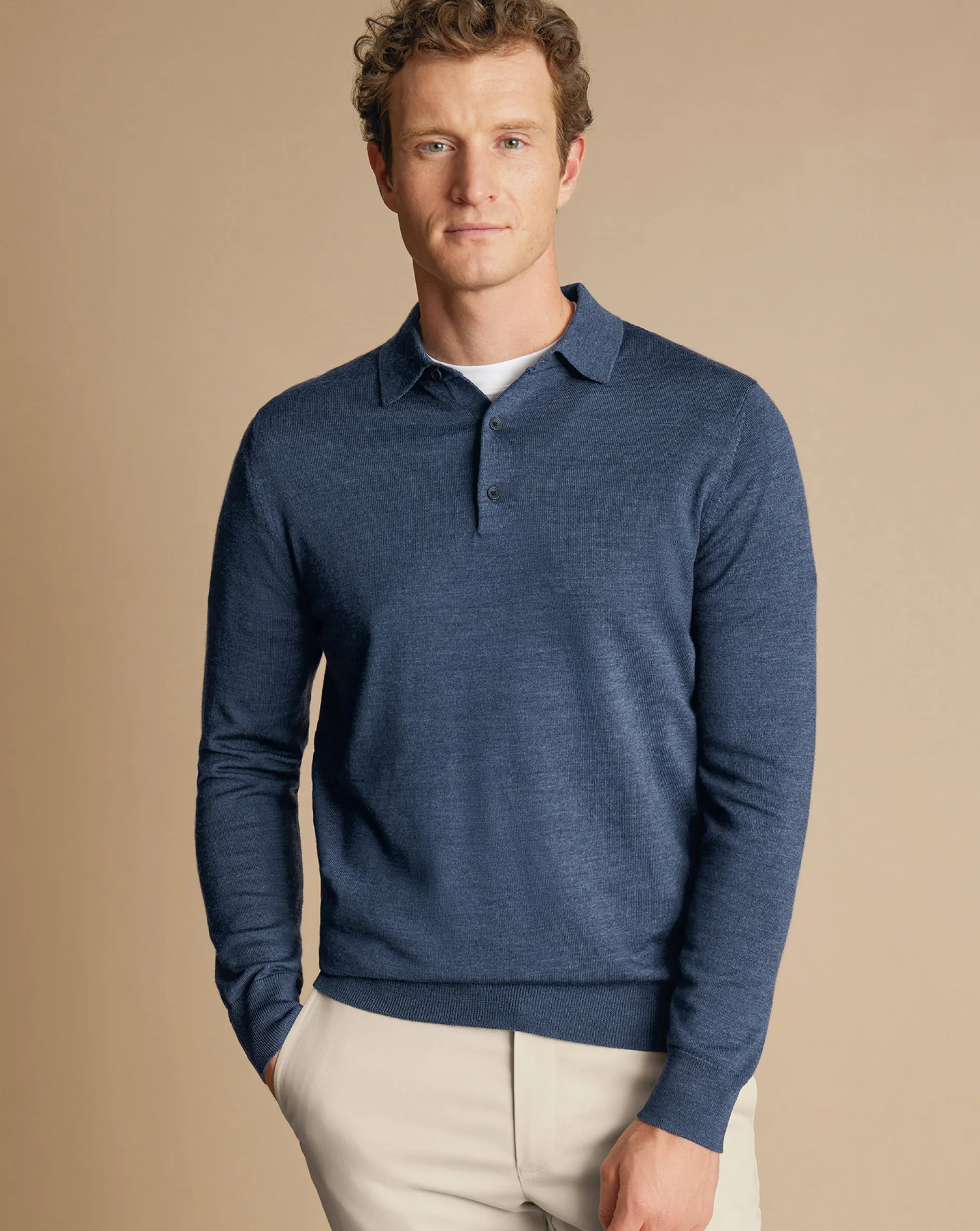 Flash Sale Charles Tyrwhitt Merino Polo Sweater - Indigo