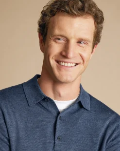Flash Sale Charles Tyrwhitt Merino Polo Sweater - Indigo