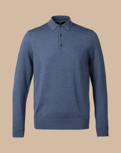 Flash Sale Charles Tyrwhitt Merino Polo Sweater - Indigo
