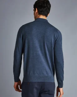 Flash Sale Charles Tyrwhitt Merino Polo Sweater - Indigo