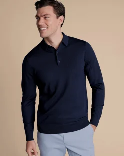 Store Charles Tyrwhitt Merino Polo Sweater - Navy