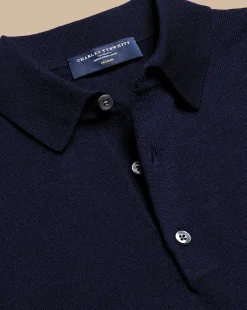 Store Charles Tyrwhitt Merino Polo Sweater - Navy