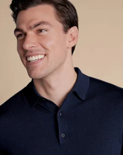 Store Charles Tyrwhitt Merino Polo Sweater - Navy