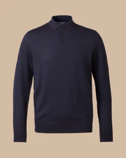 Store Charles Tyrwhitt Merino Polo Sweater - Navy
