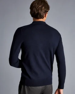 Store Charles Tyrwhitt Merino Polo Sweater - Navy