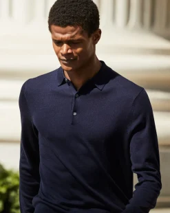 Store Charles Tyrwhitt Merino Polo Sweater - Navy