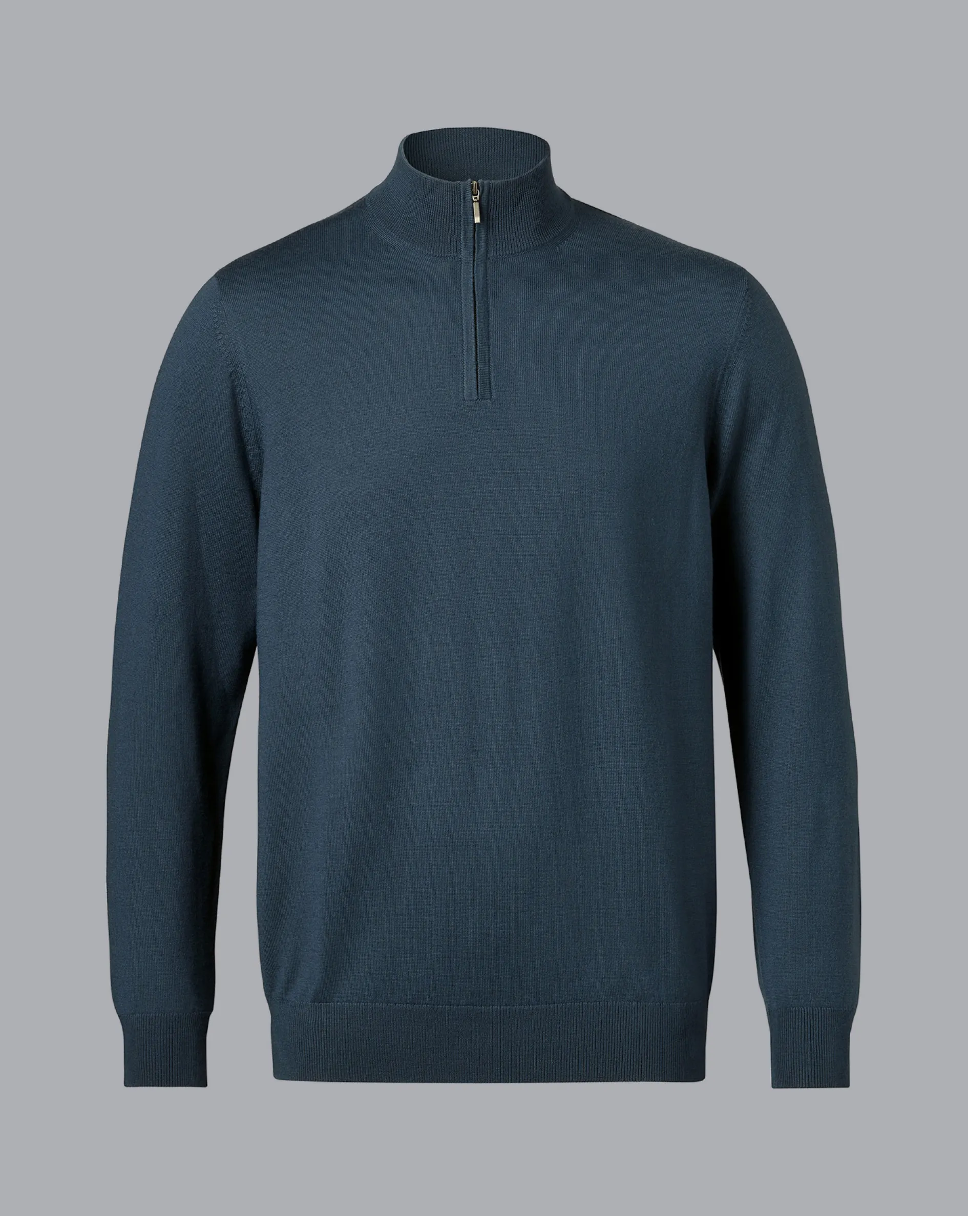 Online Charles Tyrwhitt Merino Quarter Zip Sweater - Petrol Blue