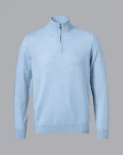 Best Charles Tyrwhitt Merino Quarter Zip Sweater - Blue Sky