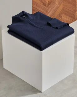 Cheap Charles Tyrwhitt Merino Quarter Zip Sweater - Navy