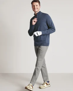 Clearance Charles Tyrwhitt Merino Quarter Zip Sweater - Melange Indigo