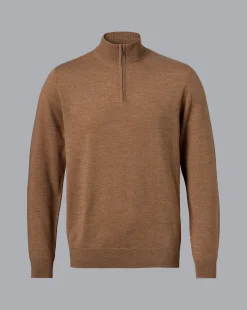 Clearance Charles Tyrwhitt Merino Quarter Zip Sweater - Sand