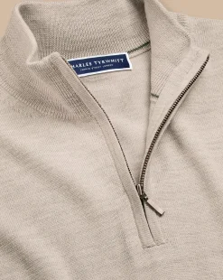 Best Charles Tyrwhitt Merino Quarter Zip Sweater - Limestone