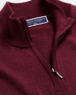 Outlet Charles Tyrwhitt Merino Quarter Zip Sweater - Burgundy