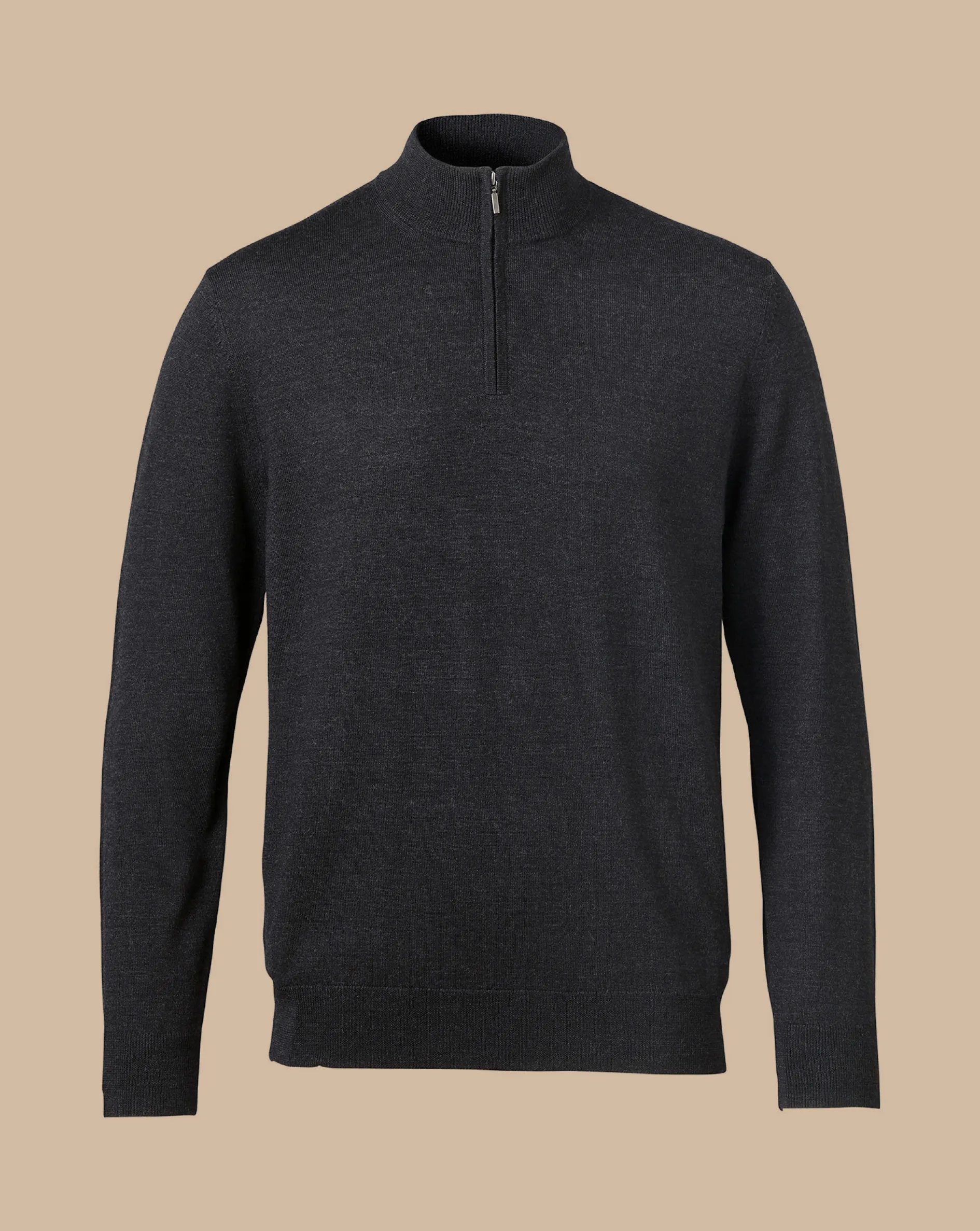 Best Charles Tyrwhitt Merino Quarter Zip Sweater - Grey Charcoal