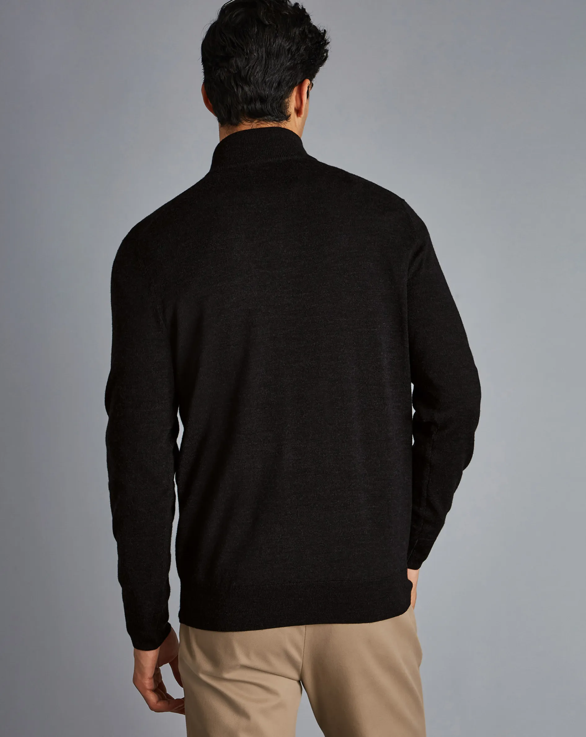 Best Charles Tyrwhitt Merino Quarter Zip Sweater - Grey Charcoal