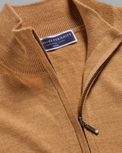 Flash Sale Charles Tyrwhitt Merino Quarter Zip Sweater - Gold