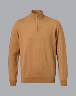 Flash Sale Charles Tyrwhitt Merino Quarter Zip Sweater - Gold