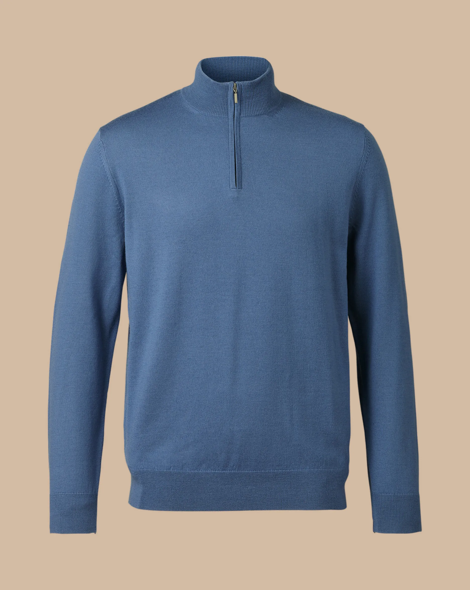 Best Sale Charles Tyrwhitt Merino Quarter Zip Sweater - Steel Blue