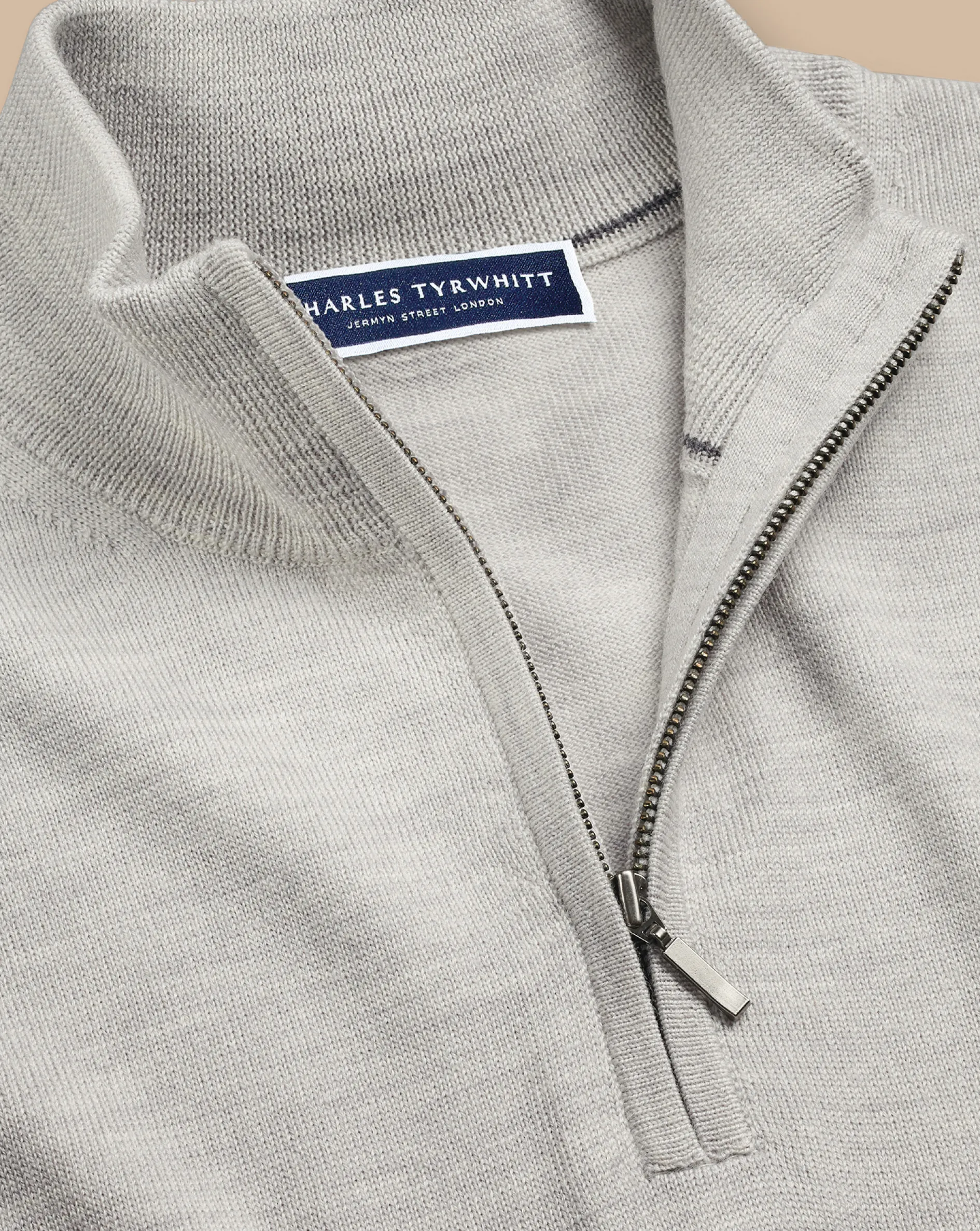 Store Charles Tyrwhitt Merino Quarter Zip Sweater - Silver