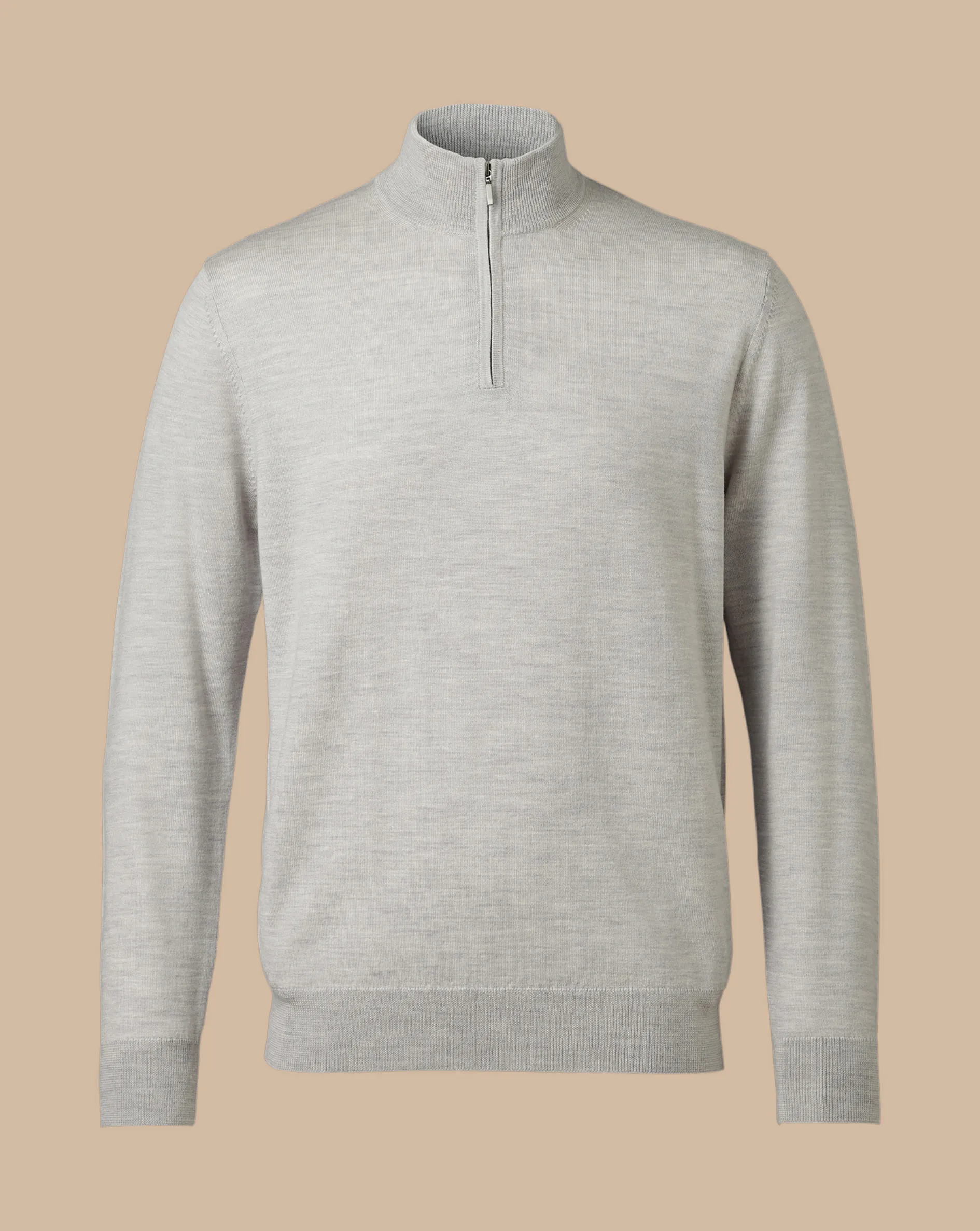 Store Charles Tyrwhitt Merino Quarter Zip Sweater - Silver