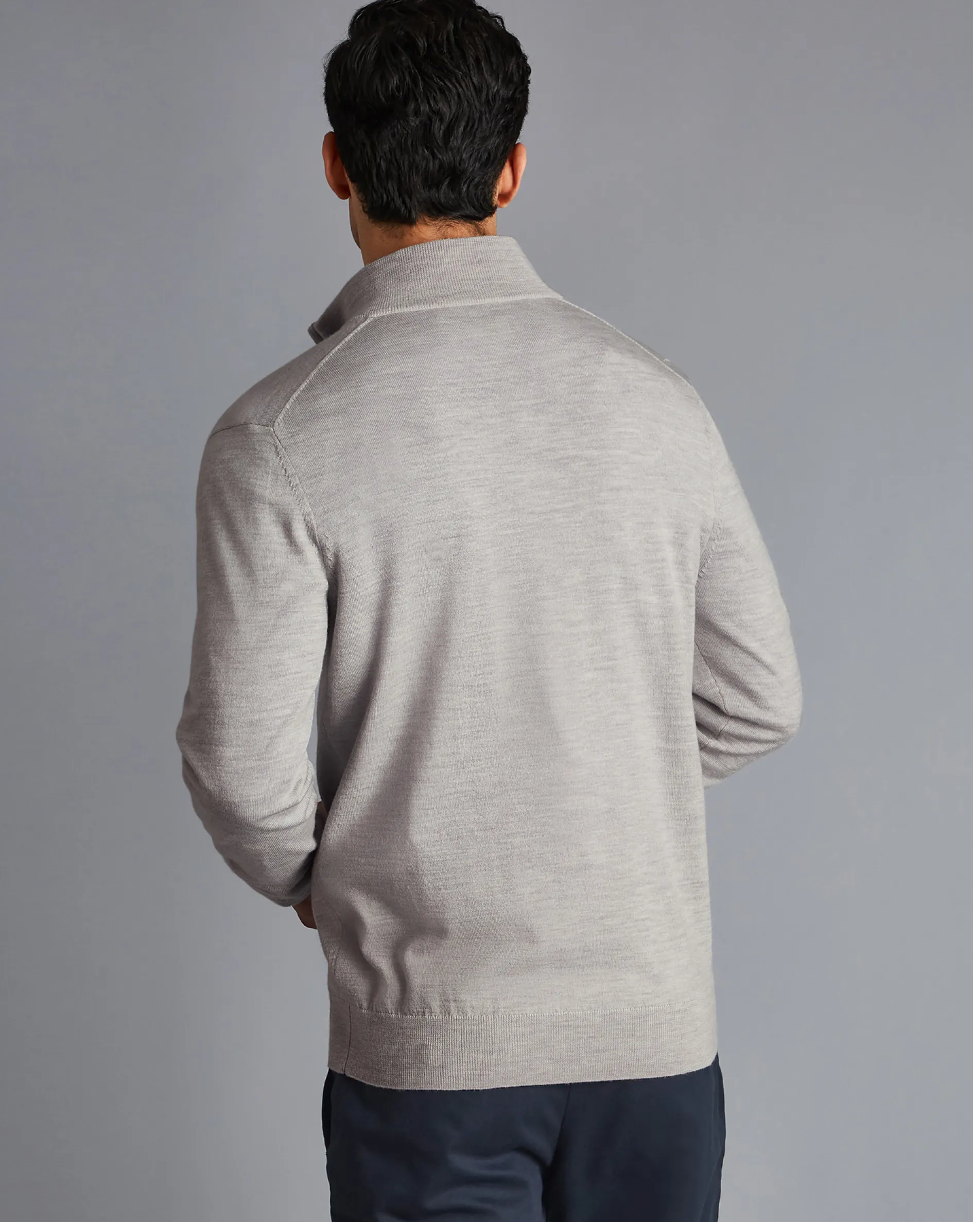 Store Charles Tyrwhitt Merino Quarter Zip Sweater - Silver