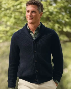 Cheap Charles Tyrwhitt Merino Shawl Neck Chunky Cardigan - Navy