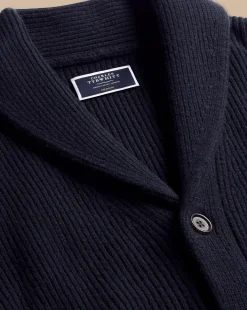 Cheap Charles Tyrwhitt Merino Shawl Neck Chunky Cardigan - Navy