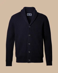 Cheap Charles Tyrwhitt Merino Shawl Neck Chunky Cardigan - Navy