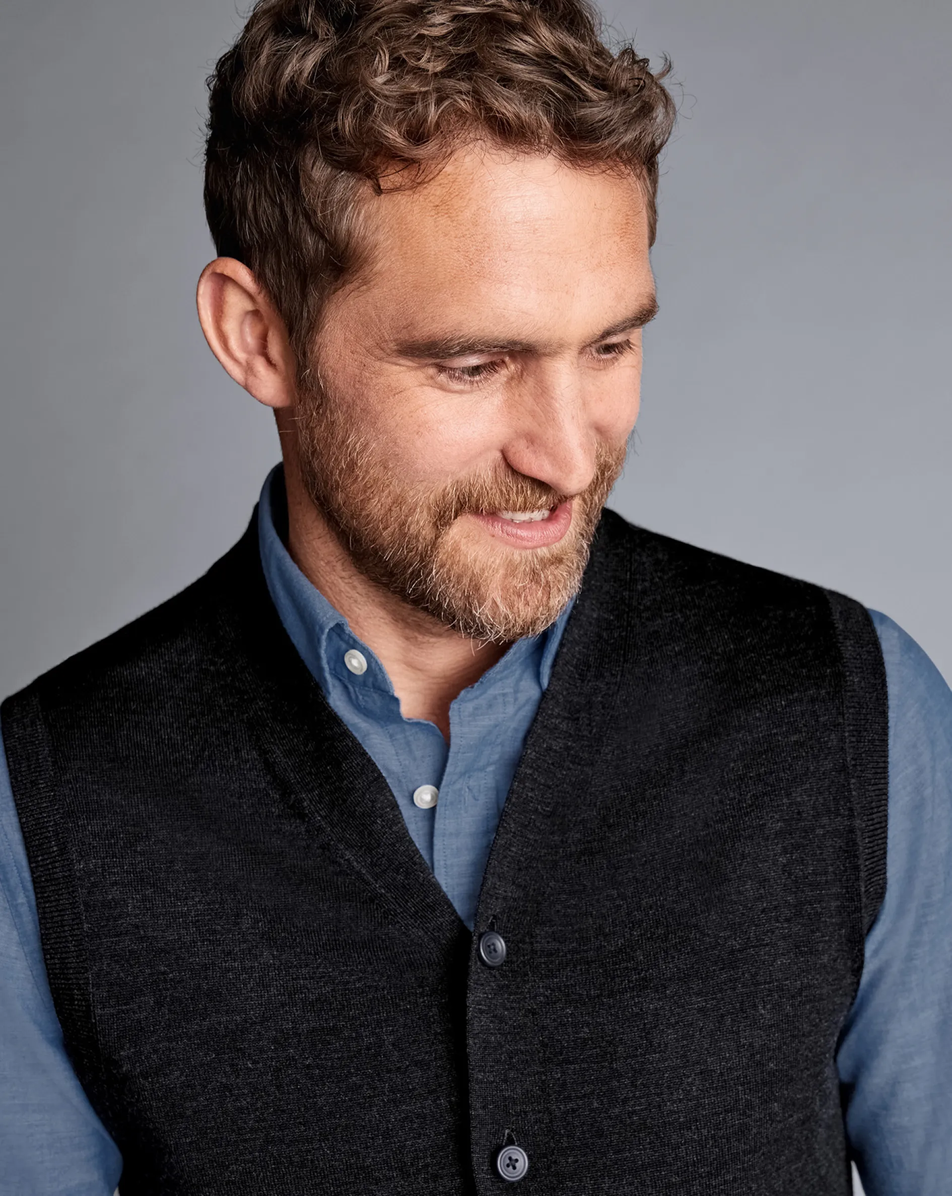 Best Sale Charles Tyrwhitt Merino Sleeveless Cardigan - Grey Charcoal