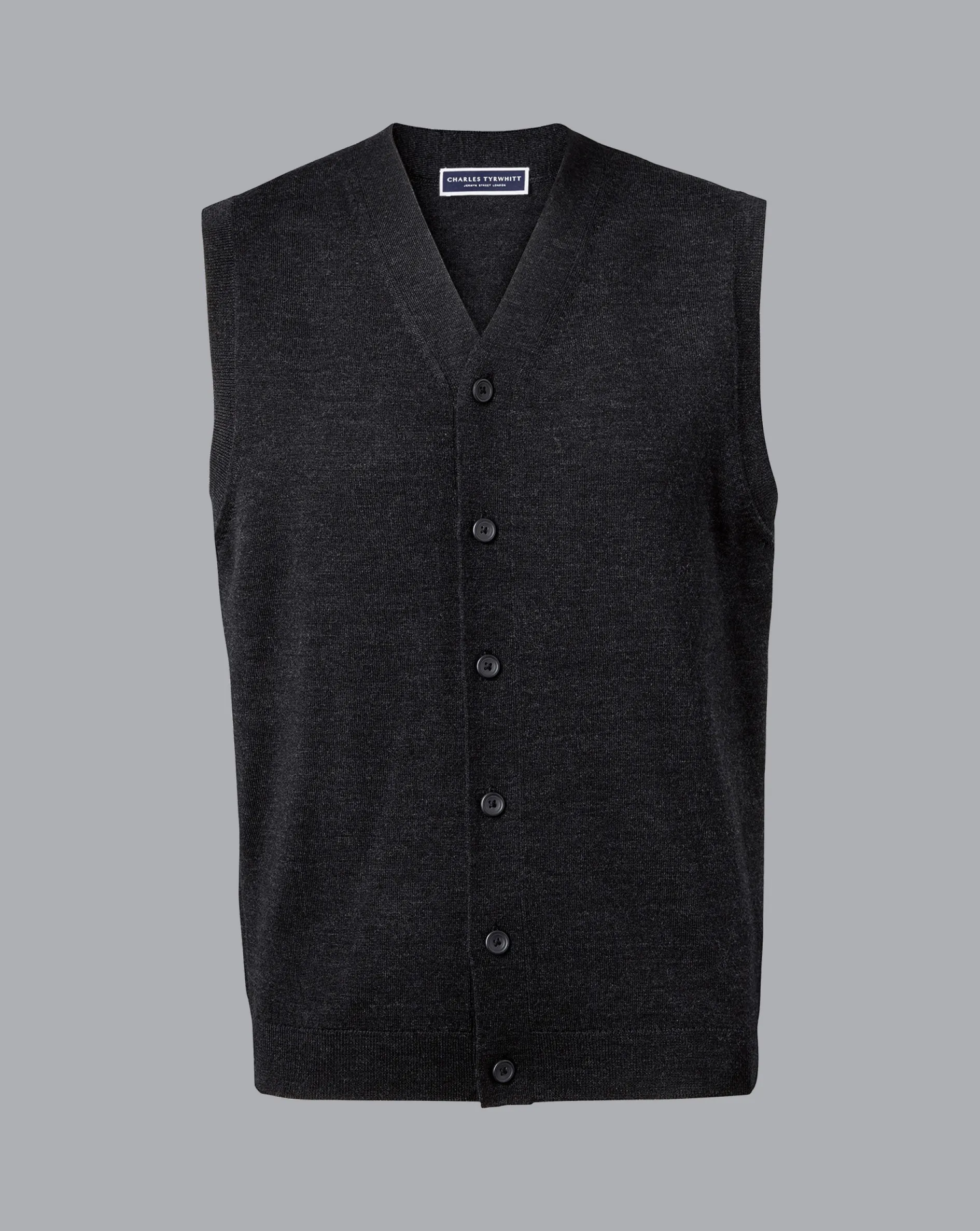 Best Sale Charles Tyrwhitt Merino Sleeveless Cardigan - Grey Charcoal