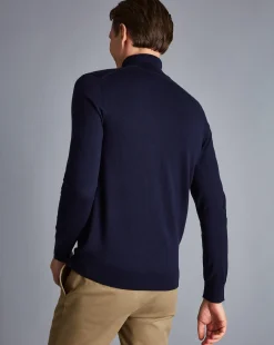 Hot Charles Tyrwhitt Merino Turtleneck Sweater - Navy