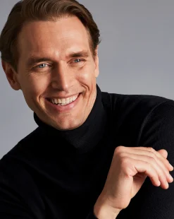 Clearance Charles Tyrwhitt Merino Turtleneck Sweater - Black