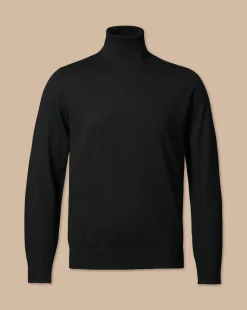 Clearance Charles Tyrwhitt Merino Turtleneck Sweater - Black