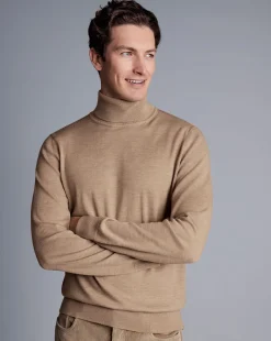 Best Sale Charles Tyrwhitt Merino Turtleneck Sweater - Oatmeal
