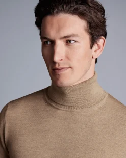 Best Sale Charles Tyrwhitt Merino Turtleneck Sweater - Oatmeal