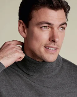 Store Charles Tyrwhitt Merino Turtleneck Sweater - Grey