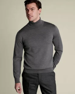 Store Charles Tyrwhitt Merino Turtleneck Sweater - Grey