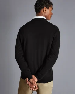 Sale Charles Tyrwhitt Merino V-Neck Sweater - Black