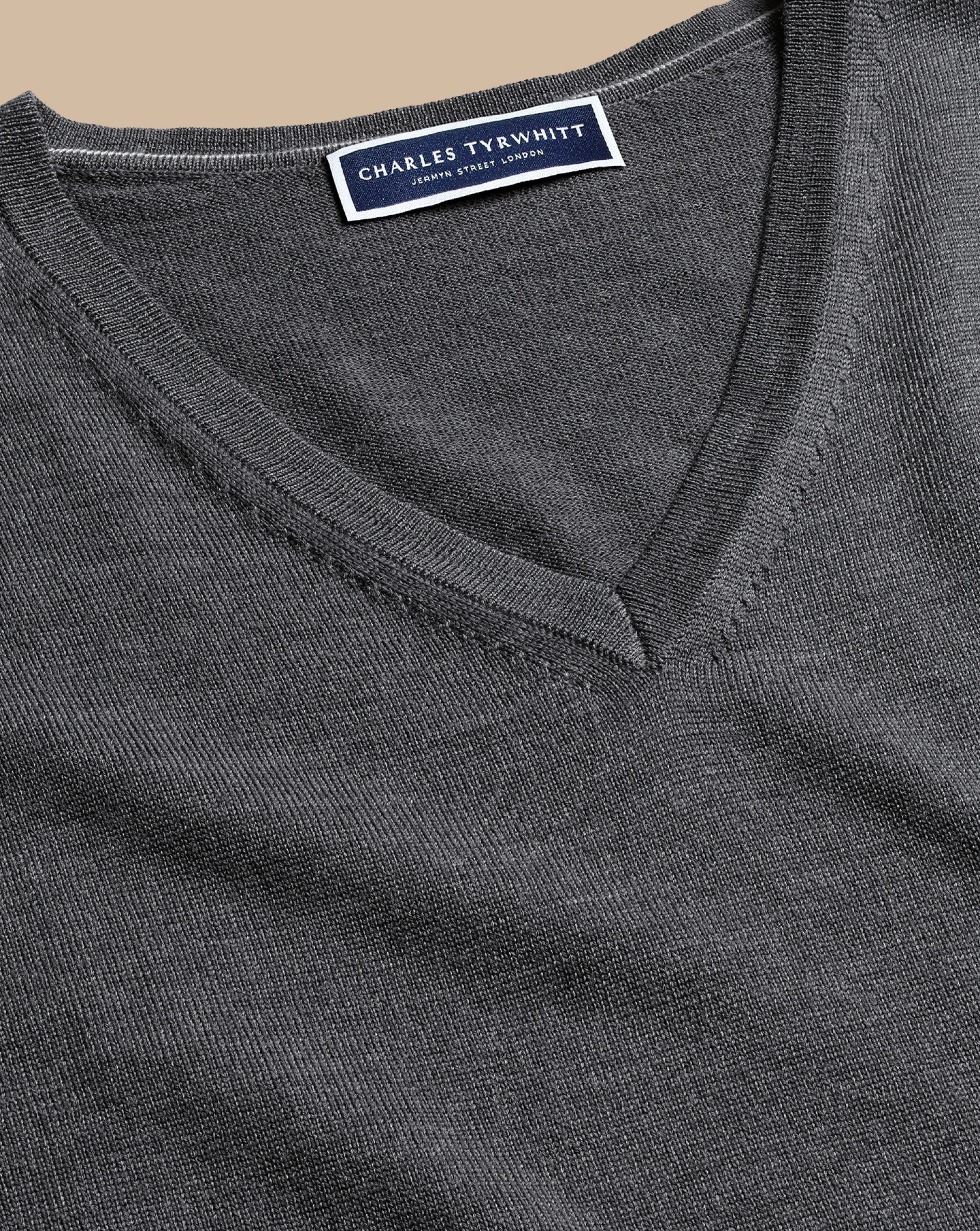 Clearance Charles Tyrwhitt Merino V-Neck Sweater - Grey
