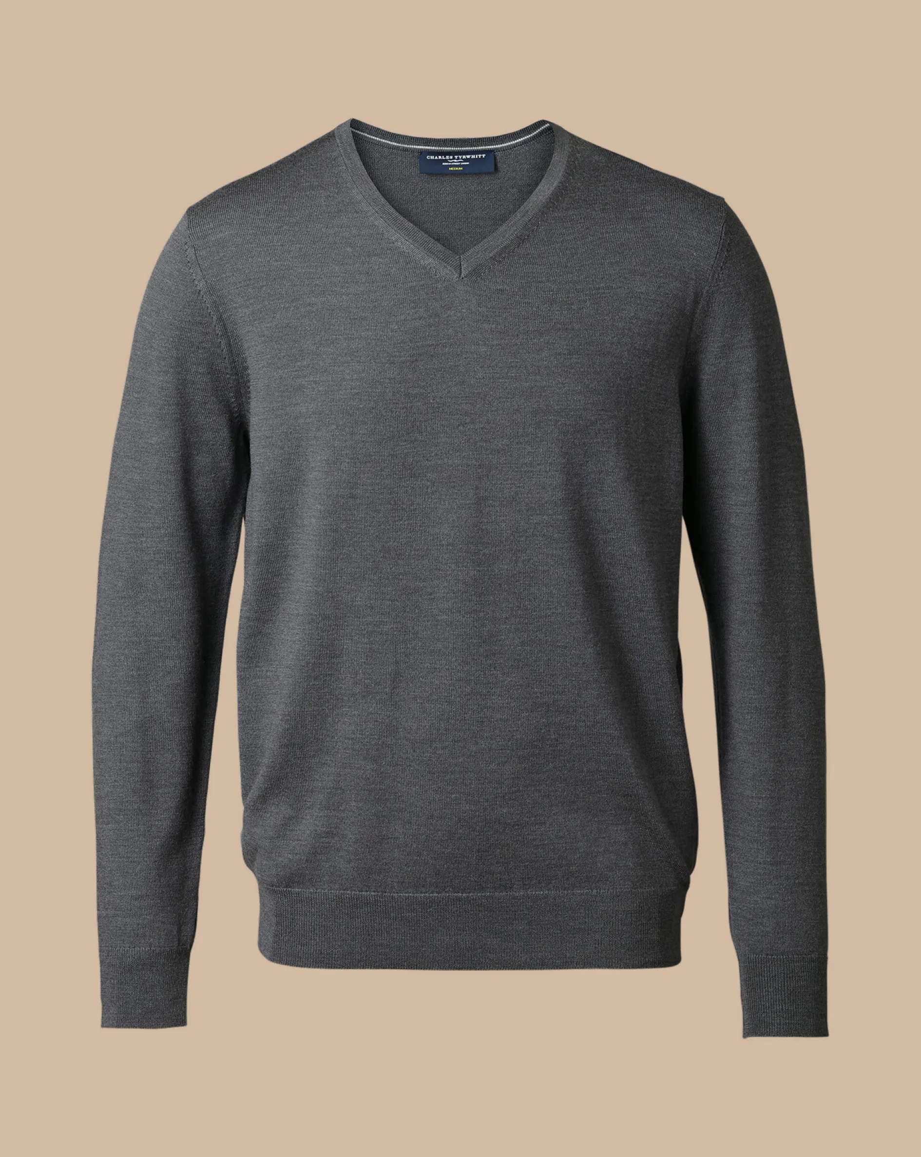 Clearance Charles Tyrwhitt Merino V-Neck Sweater - Grey