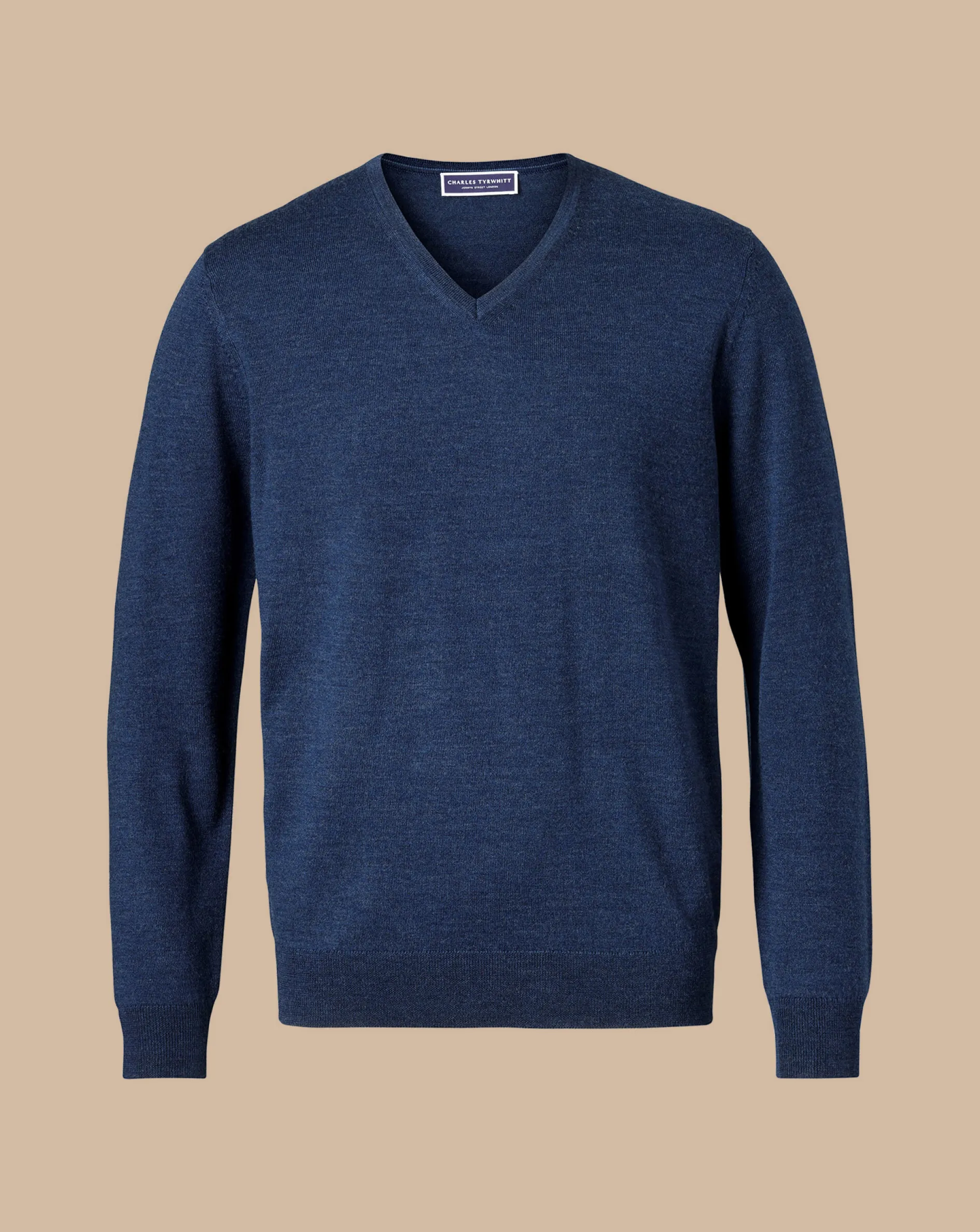 Best Charles Tyrwhitt Merino V-Neck Sweater - Ink Blue