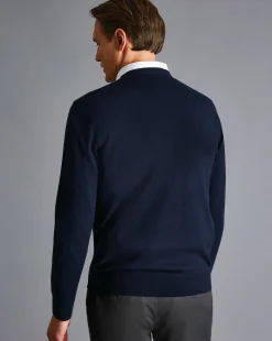 Store Charles Tyrwhitt Merino V-Neck Sweater - Navy