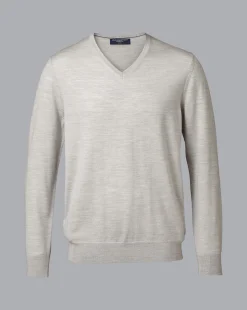 Flash Sale Charles Tyrwhitt Merino V-Neck Sweater - Silver