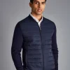 Sale Charles Tyrwhitt Merino Zip Through Hybrid Bomber Jacket - Navy