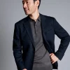 Discount Charles Tyrwhitt Micro Check Italian Jersey Jacket - Navy