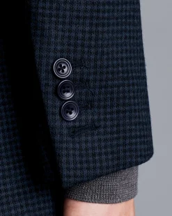Discount Charles Tyrwhitt Micro Check Italian Jersey Jacket - Navy