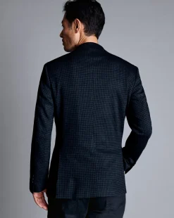 Discount Charles Tyrwhitt Micro Check Italian Jersey Jacket - Navy