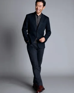 Discount Charles Tyrwhitt Micro Check Italian Jersey Jacket - Navy